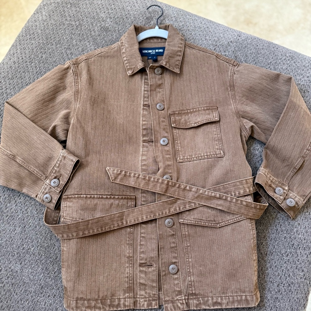 Veronica Beard Tan Cotton Chore Jacket